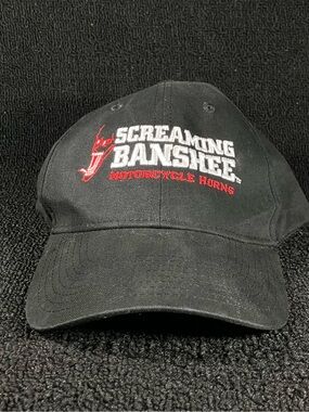 Screaming Banshee Motorcycle Horns Hat Black Cap Embroidered Biker HitWear